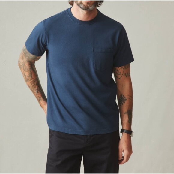 NWOT American Giant Mens Large Blue Crewneck T Shirt Pocket Tee Short Sleeve - Picture 2 of 8